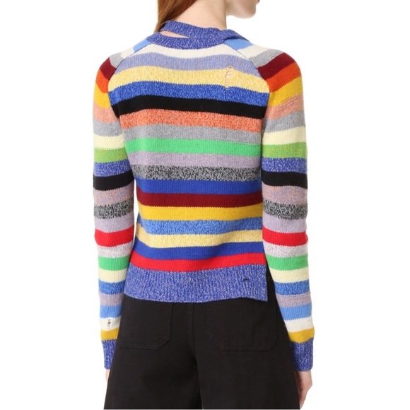 Mark Jacobs grunge colored striped rainbow, distressed sweater - Picture 5 of 13